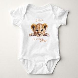Wild One Niedlich Baby Lion Personalisiert Baby Strampler