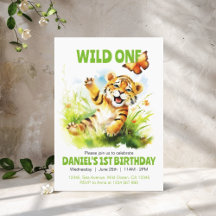 Wild One Niedlich Baby Tiger Butterfly 1. Geburtst