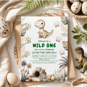 Wild One Niedlich Dinosaur Erste Geburtstagsparty Einladung
