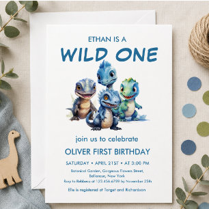 Wild One Niedlich Dinosaur Erste Geburtstagsparty Einladung