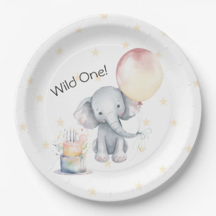 Wild One Niedlich Elephant Balloon Cake 1. Geburts Pappteller