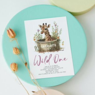Wild One Niedlich Giraffe 1. Geburtstag Boho Anima Einladung
