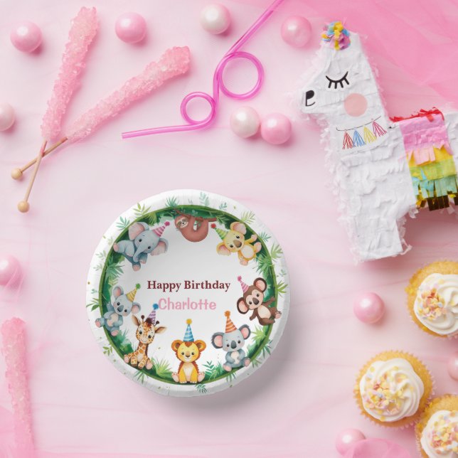 Wild One Niedlicher Tiere Balloon Boy Birthday Par Pappteller (Party)