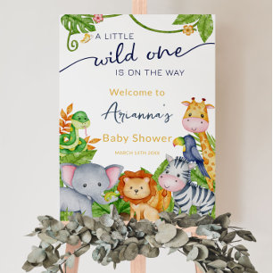 Wild One on Way Zoo Jungle Baby Shower Willkommen Poster