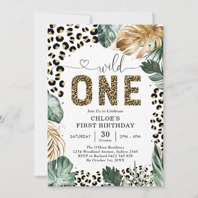Wild One Party Animals 1st Birthday Invitation Einladung (Vorderseite)