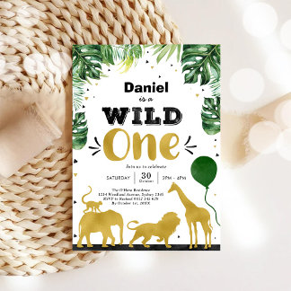 Wild One Party Animals 1st Birthday Invitation Einladung