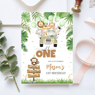 Wild One Party Animals Kids 1st Birthday Einladung