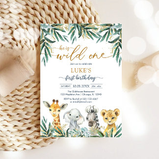Wild One Party Animals Kids Birthday Invitation Einladung