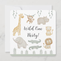 Wild One Party Safari Tiere Personalisiert