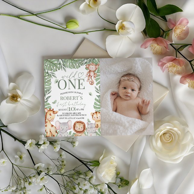 Wild One Photo Birthday Invite Einladung (Von Creator hochgeladen)
