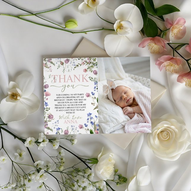 Wild One Photo Birthday Thank You Card Einladung (Von Creator hochgeladen)