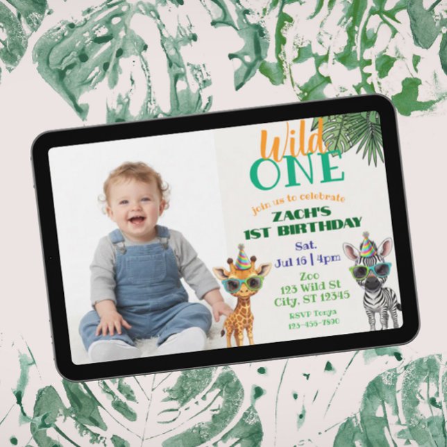 Wild One Picture Party Animal 1st Birthday Einladung (Von Creator hochgeladen)