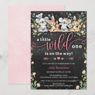 Wild One Pink Koala Kangaroo Kinderdusche Einladung