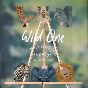 Wild One Pink Safari Geburtstag Willkommen Acrylschild