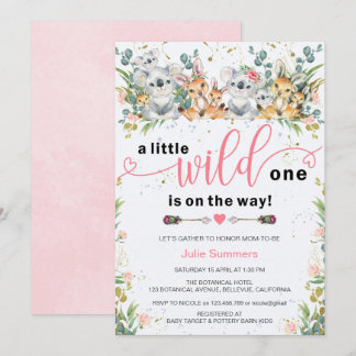 Wild One Pink Safari Girl Baby Shower Einladung