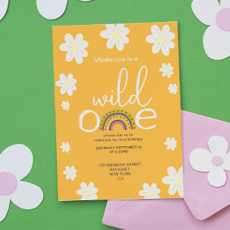 Wild One Rainbow Birthday Party Personalisiert Einladung