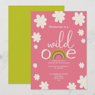Wild One Rainbow Birthday Party Personalisiert Einladung
