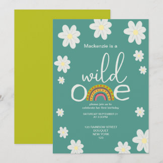 Wild One Rainbow Birthday Party Personalisiert Einladung