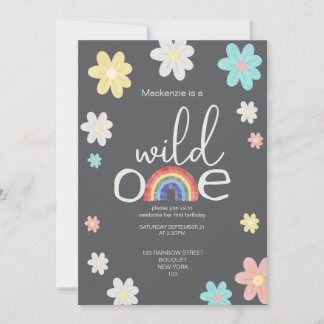 Wild One Rainbow Birthday Party Personalisiert Einladung