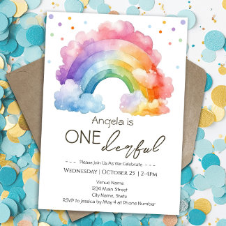 Wild One Rainbow Kindergeburtstag Einladung
