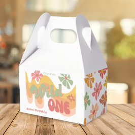 Wild One Retro Rainbow Daisy 1. Geburtstag Geschenkschachtel