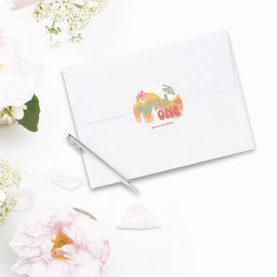 Wild One Retro Rainbow Daisy Erster Geburtstag Runder Aufkleber