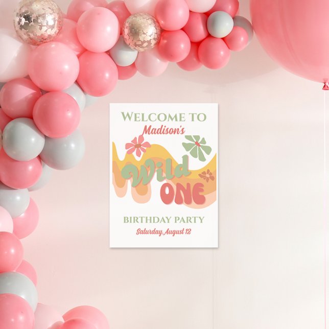 Wild One Retro Rainbow Daisy Welcome Poster (Von Creator hochgeladen)