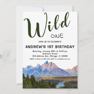 Wild One Rustic Mountain 1. Geburtstag Einladung