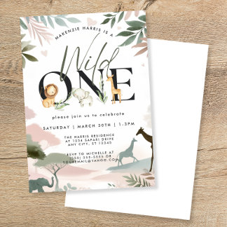 Wild One Safari 1. Geburtstag Party Einladung