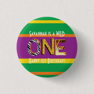 Wild One Safari 1. Geburtstag Party Kind Button