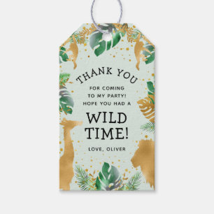 Wild One Safari 1. Geburtstag Pastel Green Gold Geschenkanhänger