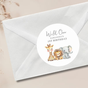 Wild One Safari 1. Geburtstag Runder Aufkleber