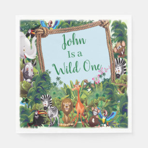 Wild One Safari Animal Birthday Party Serviette