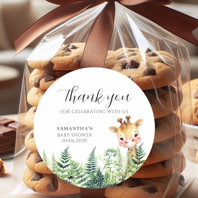 Wild One Safari Animal Cute Baby Shower  Runder Aufkleber (Von Creator hochgeladen)