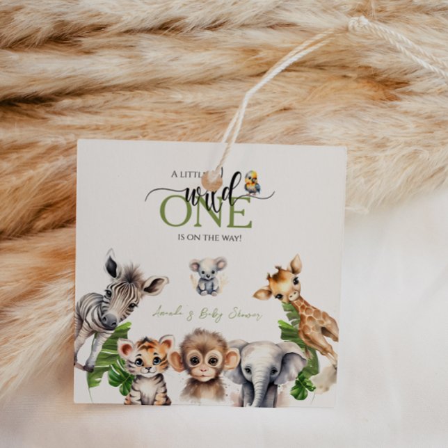 Wild One Safari Animal Jungle Baby Dusche Geschenkanhänger (Von Creator hochgeladen)