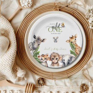 Wild One Safari Animal Jungle Baby Dusche Pappteller