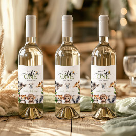 Wild One Safari Animal Jungle Baby Dusche Weinetikett