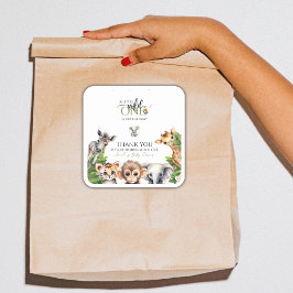 Wild One Safari Animal Jungle Baby Shower Gevor Quadratischer Aufkleber