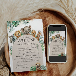 Wild One Safari Animal Jungle Modern Baby Shower Einladung