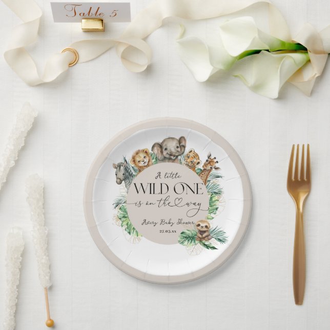 Wild One Safari Animal Jungle Modern Baby Shower Pappteller (Hochzeit)