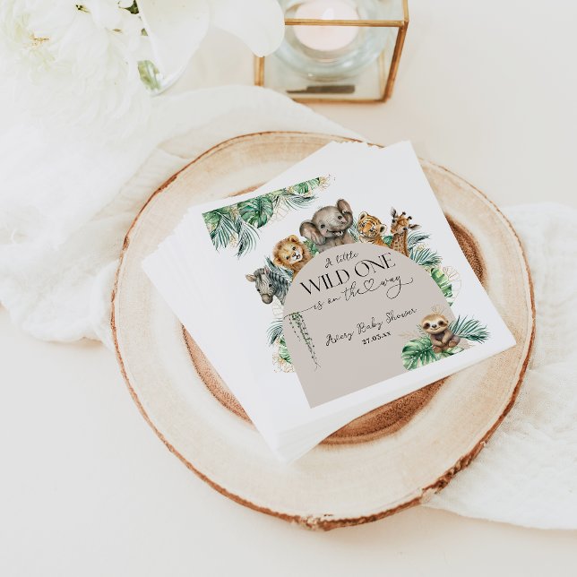 Wild One Safari Animal Jungle Modern Baby Shower Serviette (Von Creator hochgeladen)