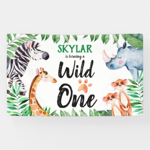 Wild One Safari Animal Kids 1. Geburtstag Party Banner