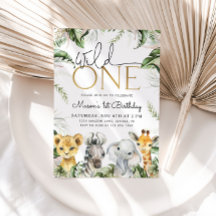 Wild One Safari Animals 1. Geburtstag Boys Invitat