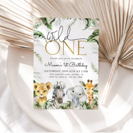 Wild One Safari Animals 1. Geburtstag Boys Invitat Einladung