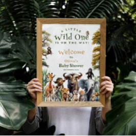 Wild One Safari Animals Baby Dusche Begrüßungszeic Poster