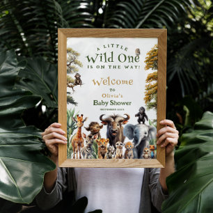 Wild One Safari Animals Baby Dusche Begrüßungszeic Poster