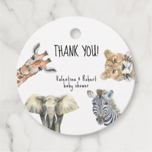 Wild One Safari Animals Baby Dusche Vielen Dank Geschenkanhänger