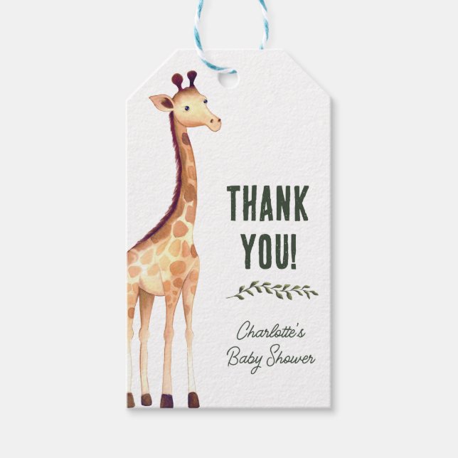 Wild One Safari Animals Baby Dusche Vielen Dank Geschenkanhänger (Vorderseite)