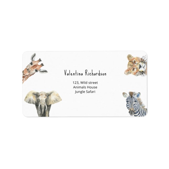 Wild One Safari Animals Baby Shower Adressaufkleber (Vorne)
