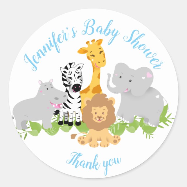 Wild One Safari Animals Baby Shower Boy Sticker (Vorderseite)